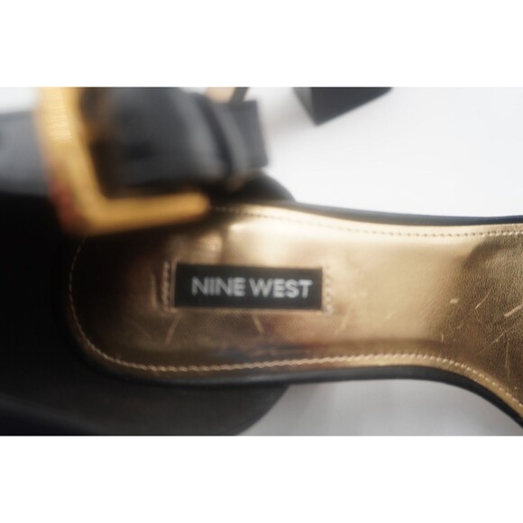 Nine West Black Jerri Chain Link Dress Ankle Chunky Heel Strap Sandals Size 9.5M - Picture 8 of 12